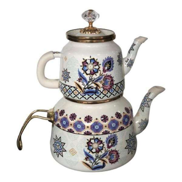 Двойной эмалированный заварочный чайник Arow Blue Garden